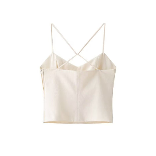 Demi | Summer Ruched Crop Top Cami White