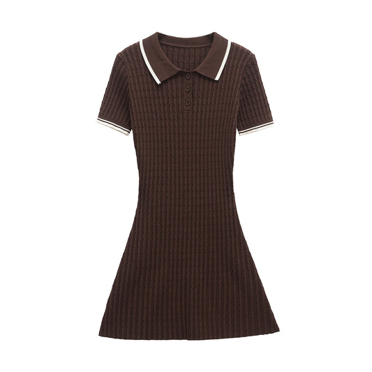 Kira | Smart Casual Knitted Mini Dress Brown