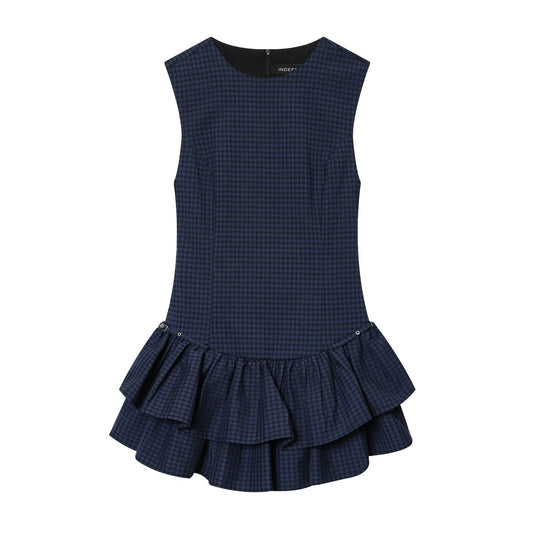 Winnie | Navy Gingham Mini Dress Drop Waist