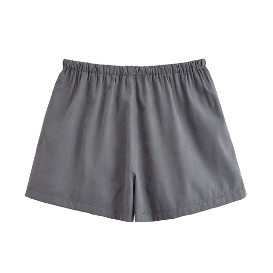 Thea | Cargo Shorts Gray Drawstring Pockets Cotton Relaxed