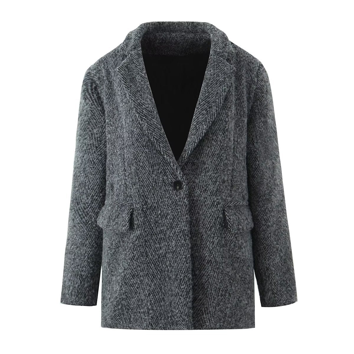 Anya | Winter Herringbone Blazer Grey