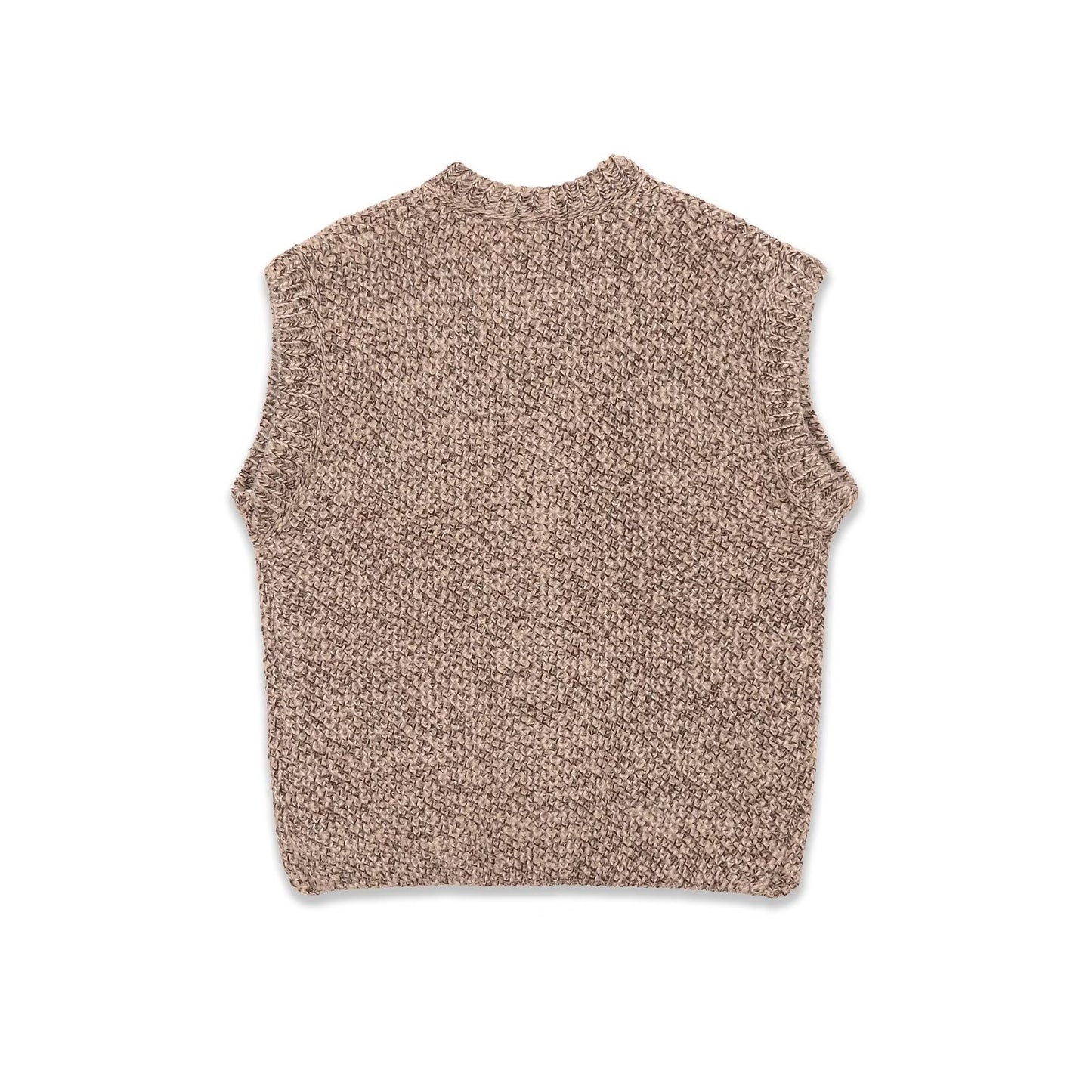 Margot | Textured Knit Sleeveless Cardigan Beige Button Front