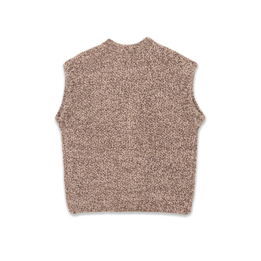 Margot | Textured Knit Sleeveless Cardigan Beige Button Front