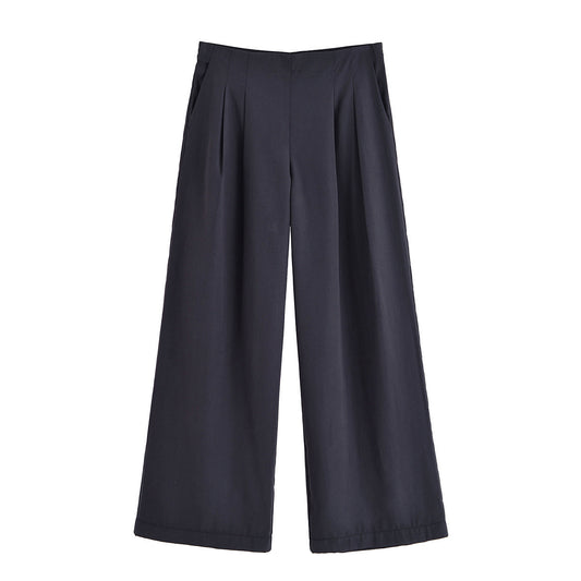 Willa | Casual Wide Leg Trousers Black Pleated