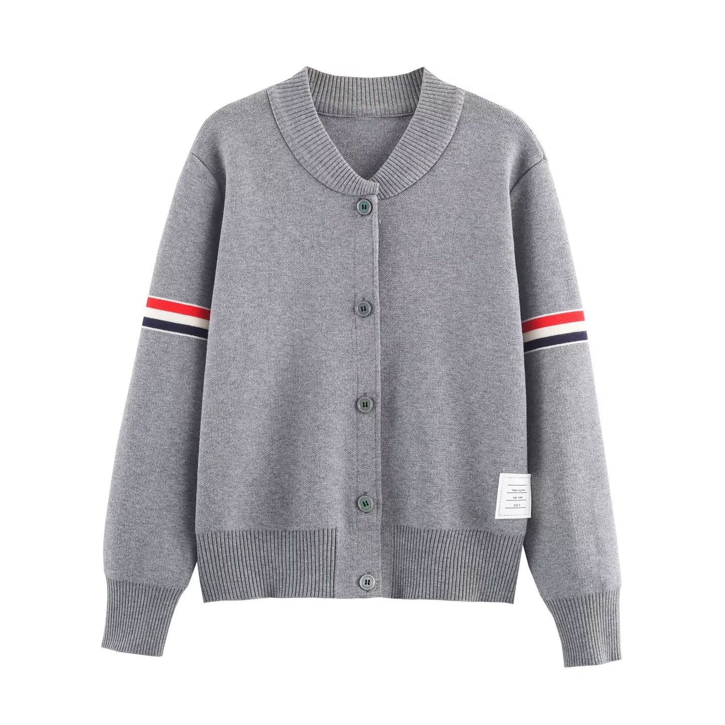 Margot | Varsity Striped Cardigan Navy Button Front Long Sleeve