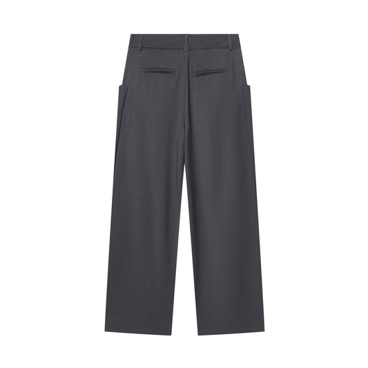 Vera | High Waisted Straight Leg Pants Gray Tailored
