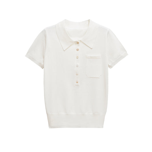 Sophie | Effortless Knitted Short Sleeve Polo Shirt