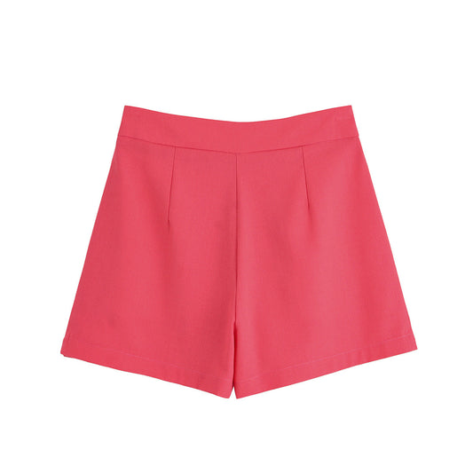 Vera | High Waisted Pleated Shorts Pink Tailored