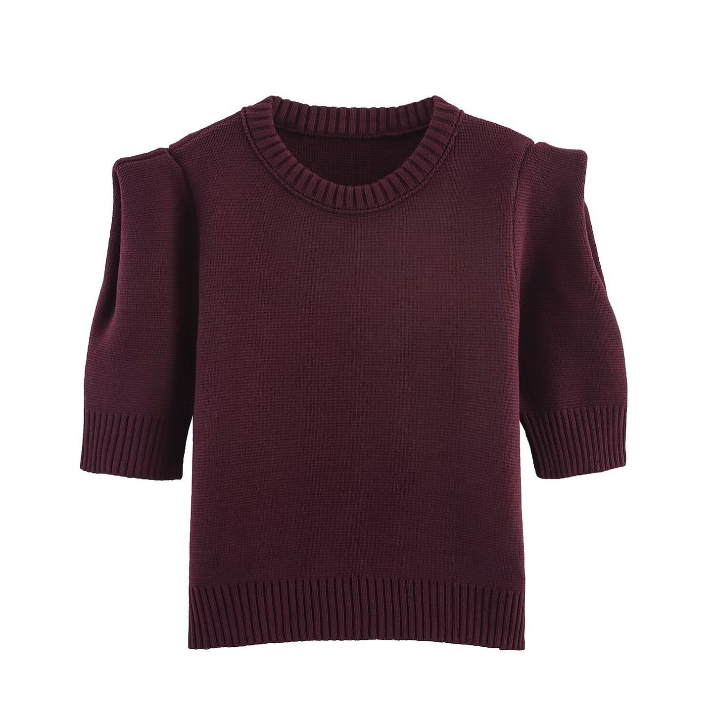 Jules | Casual Knitted Top Purple Short Sleeve Crew Neck