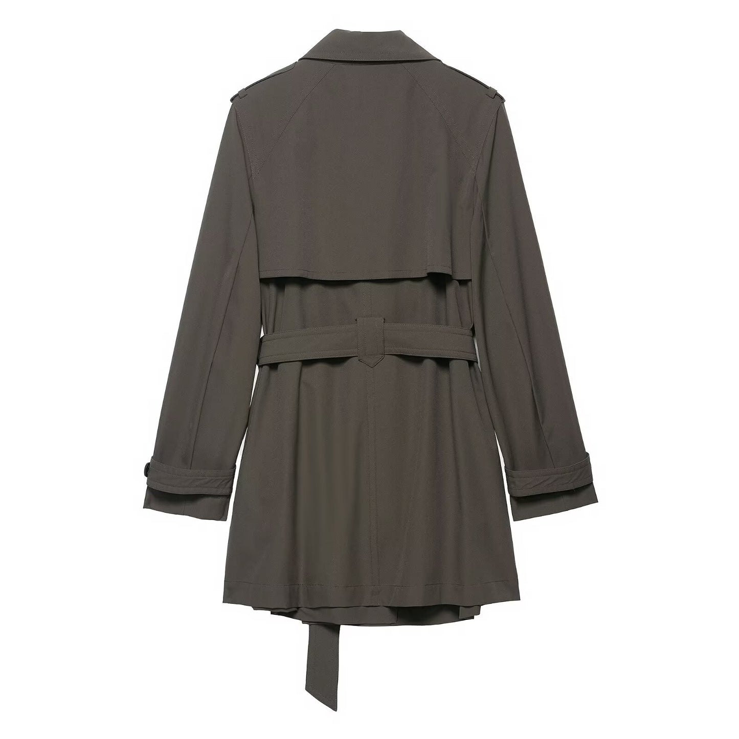 Thea | Belted Trench Coat Olive Double Breasted Long Sleeve