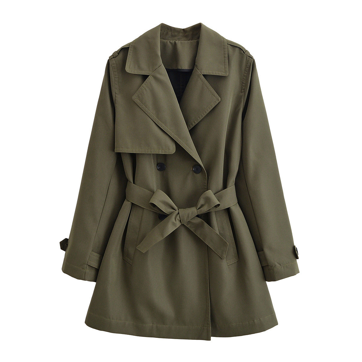 Noa | Smart Casual Double Breasted Trench Jacket Khaki Long