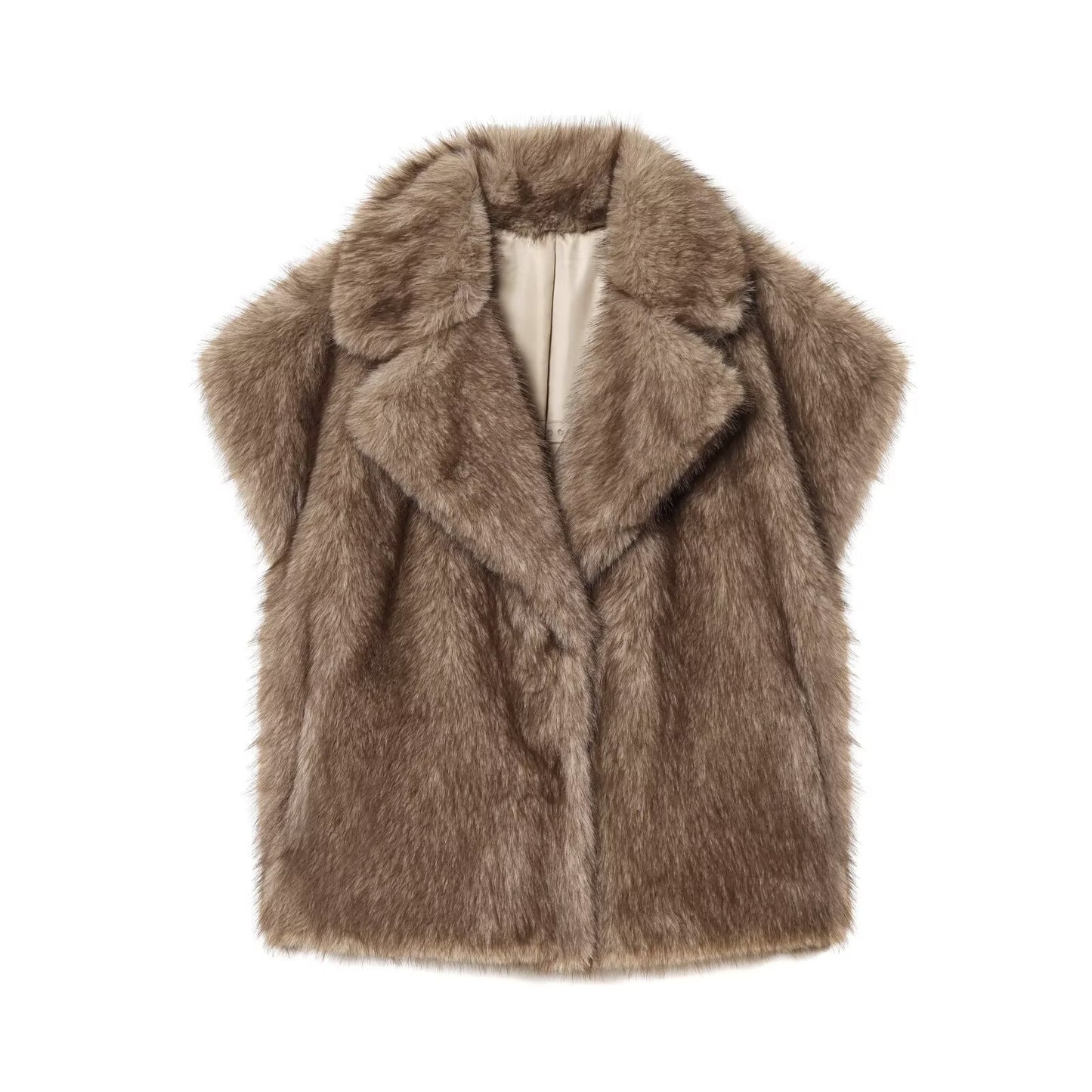 Margot | Faux Fur Vest Cream Sleeveless Oversized