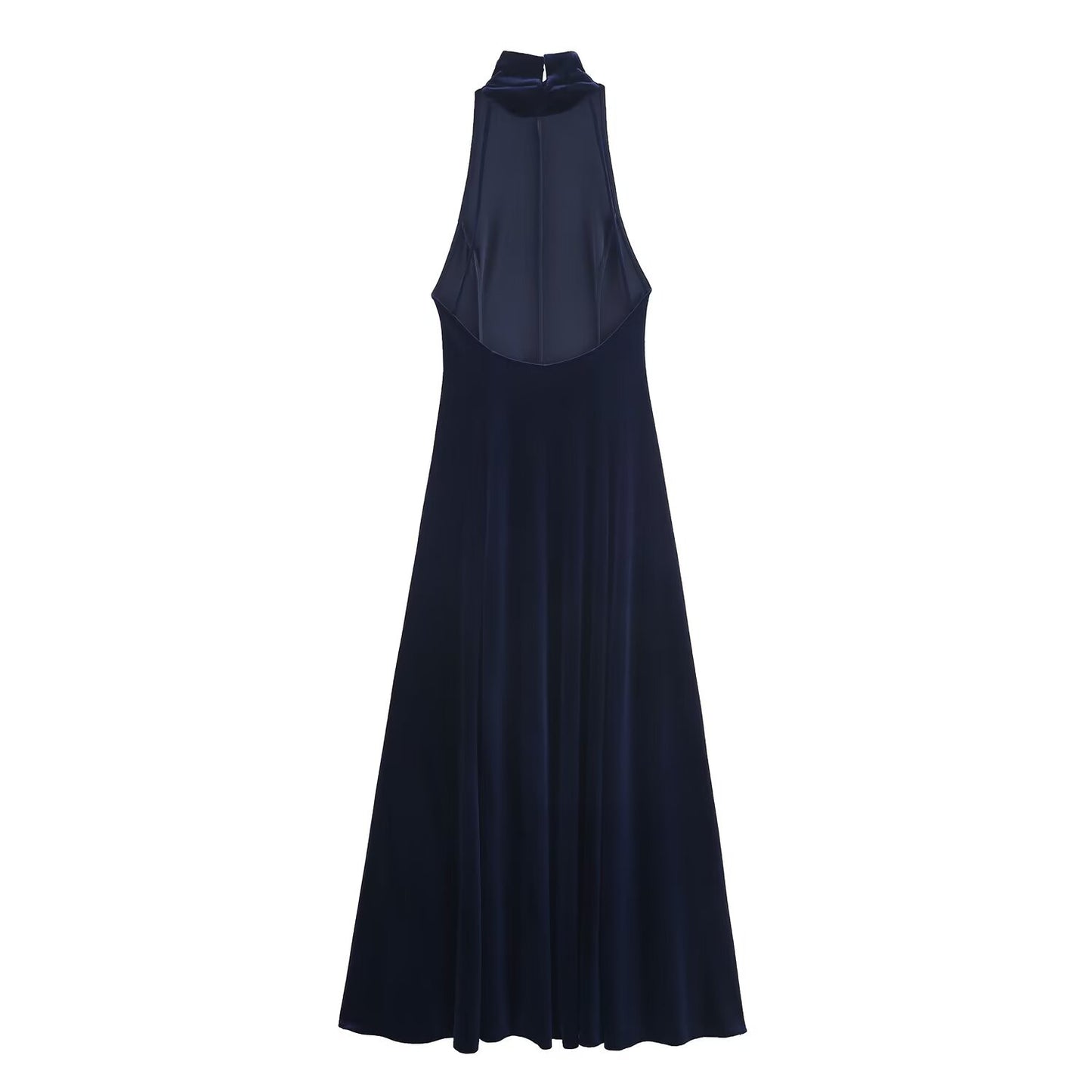 Lucia | Elegant High Neck Maxi Dress Navy