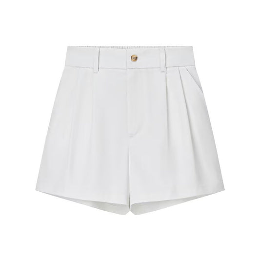 Thea | High Waisted Pleated Shorts Black Tailored