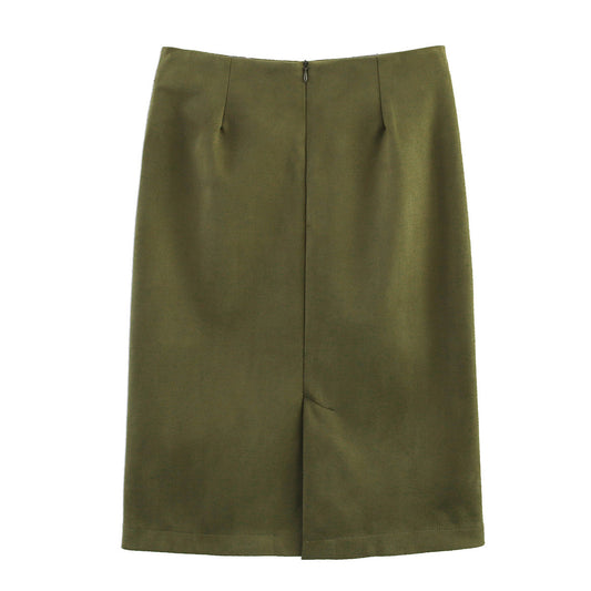 Ivy | Suede Pencil Skirt Green Midi Bodycon