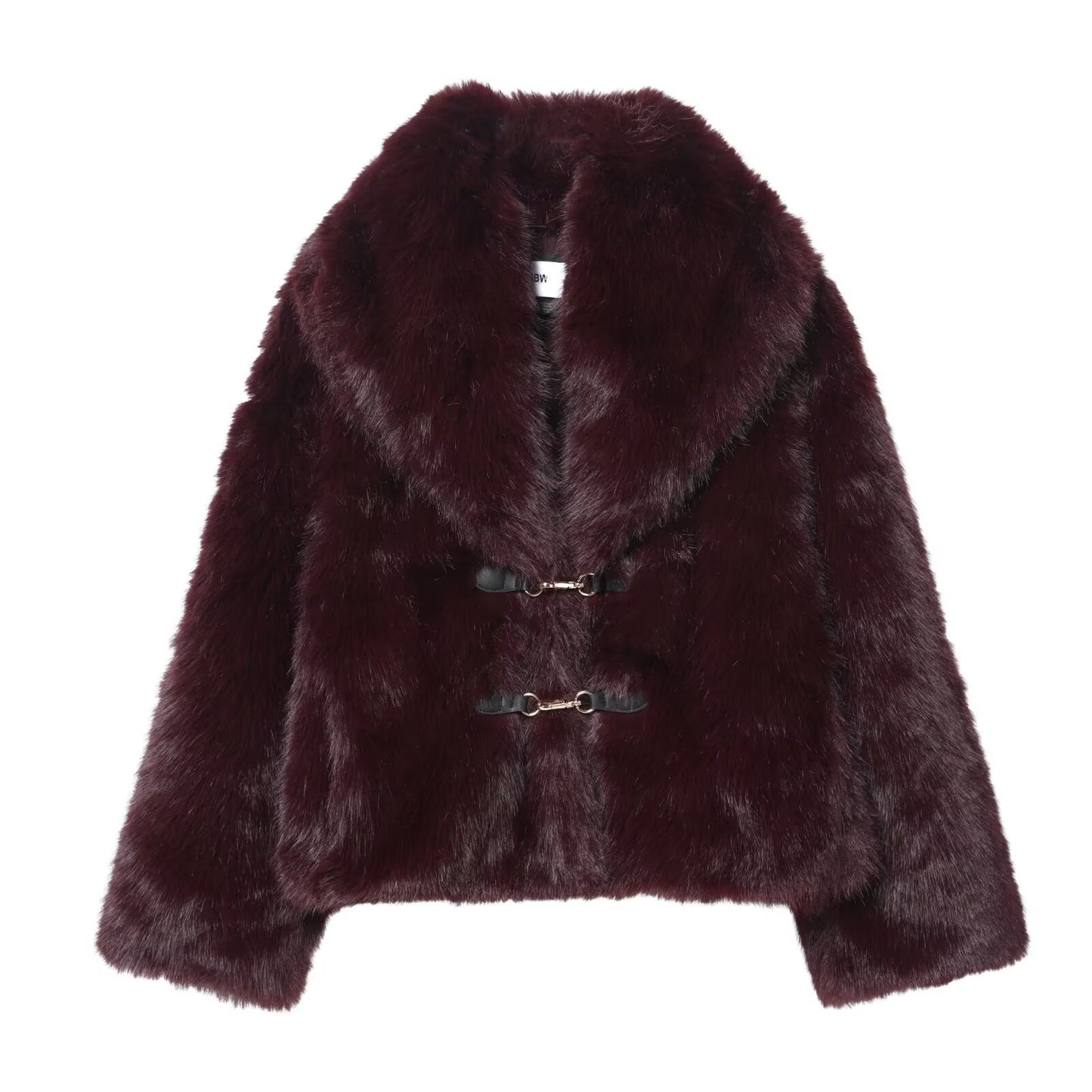 Gaia | Dark Red Faux Fur Coat