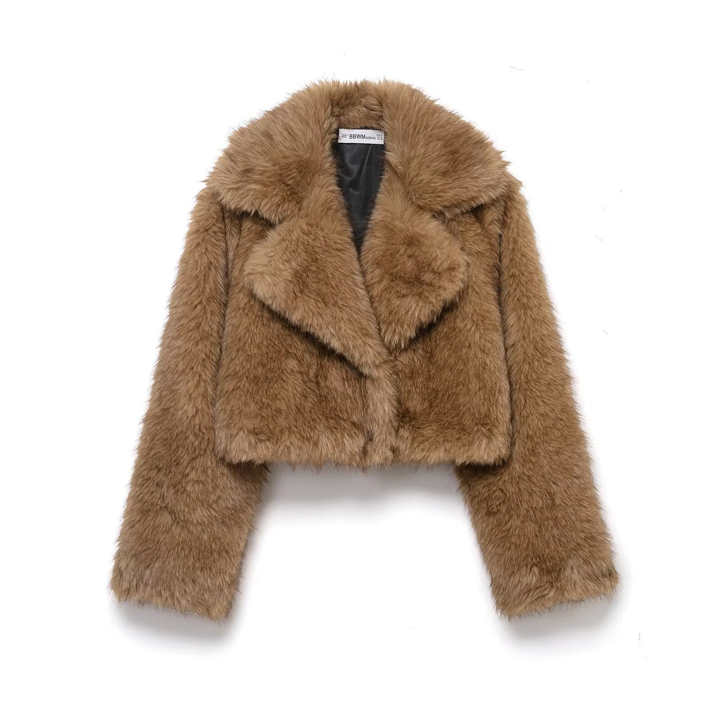 Brea | Autumn Cropped Faux Fur Jacket Brown