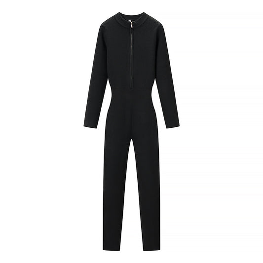 Romy | Casual Knitted Jumpsuit Black Long Sleeve