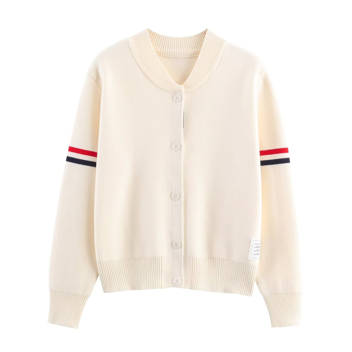 Margot | Varsity Striped Cardigan Navy Button Front Long Sleeve