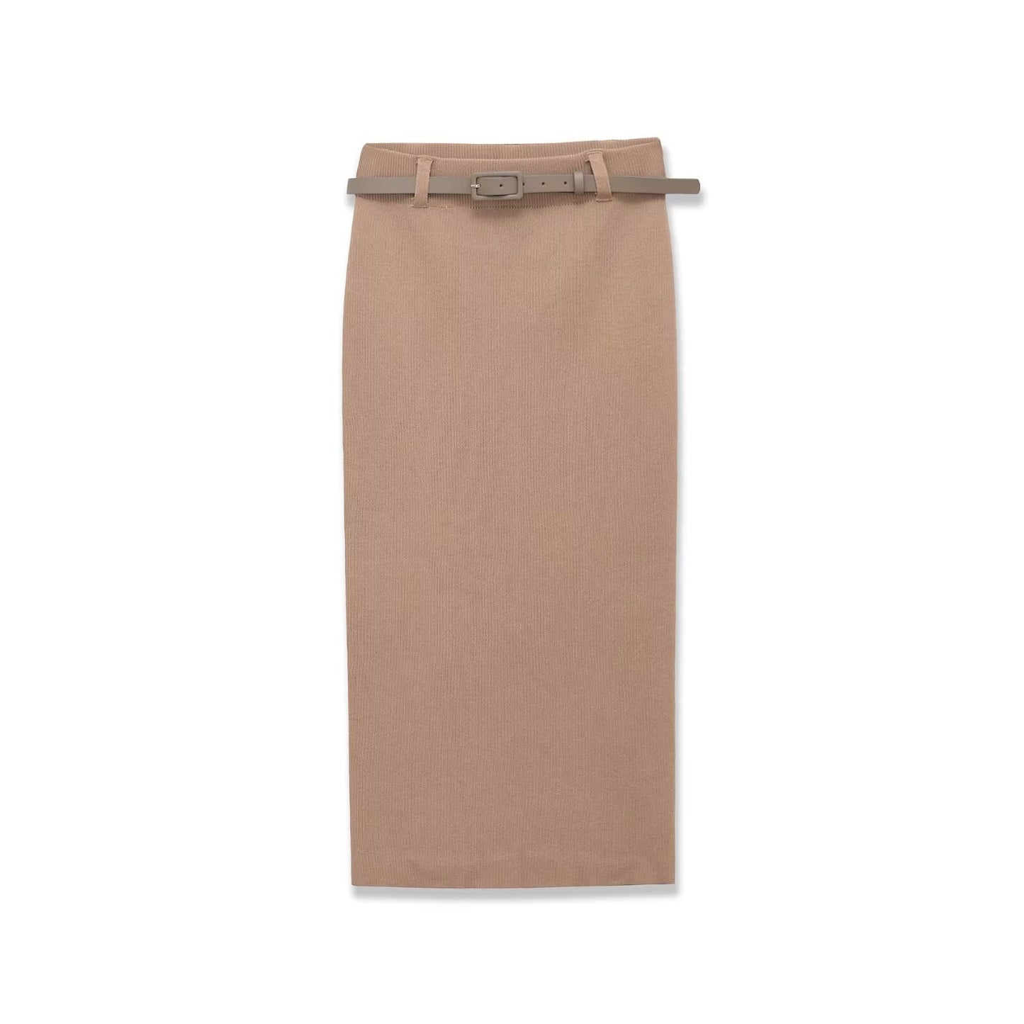 Maren | Midi Skirt Beige Knitted Belted Fitted