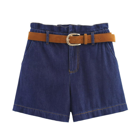 Margot | High Waisted Denim Shorts Dark Blue Relaxed