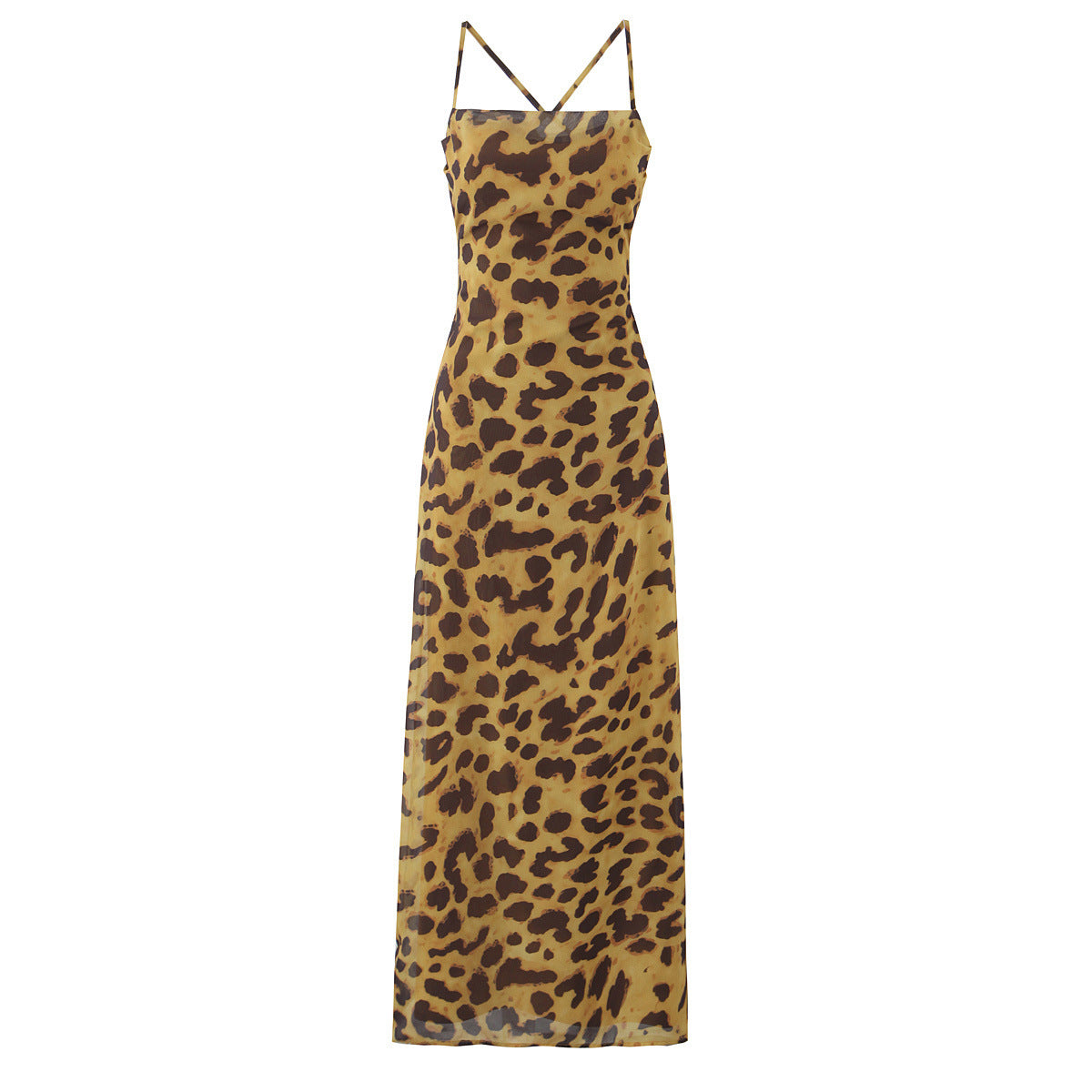 Mia | Casual Leopard Print Maxi Dress Brown