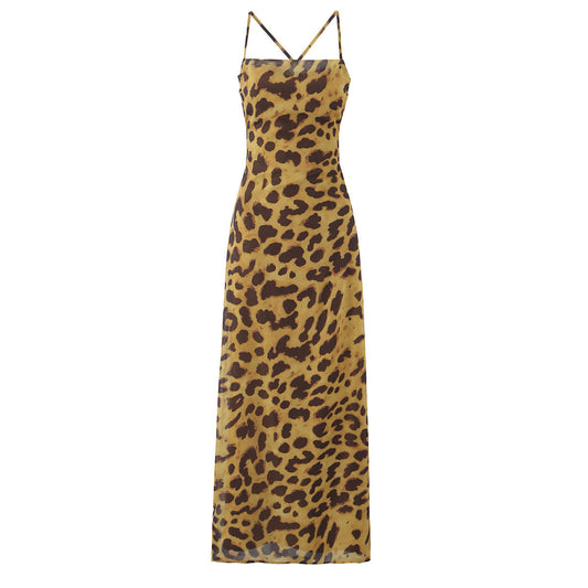 Mia | Casual Leopard Print Maxi Dress Brown