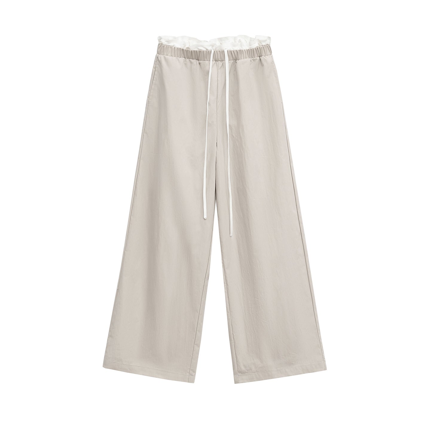 Bea | Casual Wide Leg Trousers Cream Drawstring