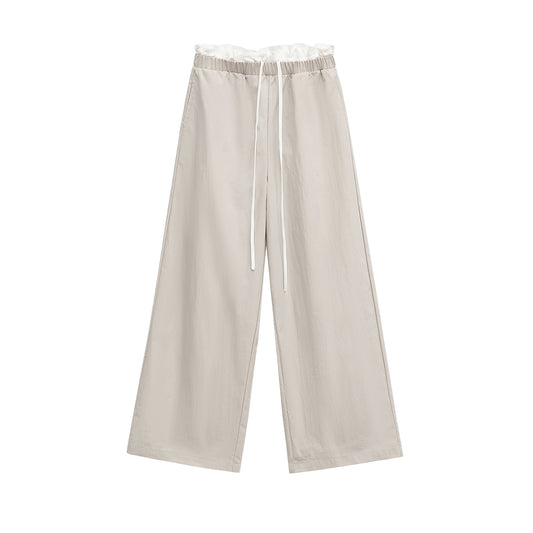 Bea | Casual Wide Leg Trousers Cream Drawstring