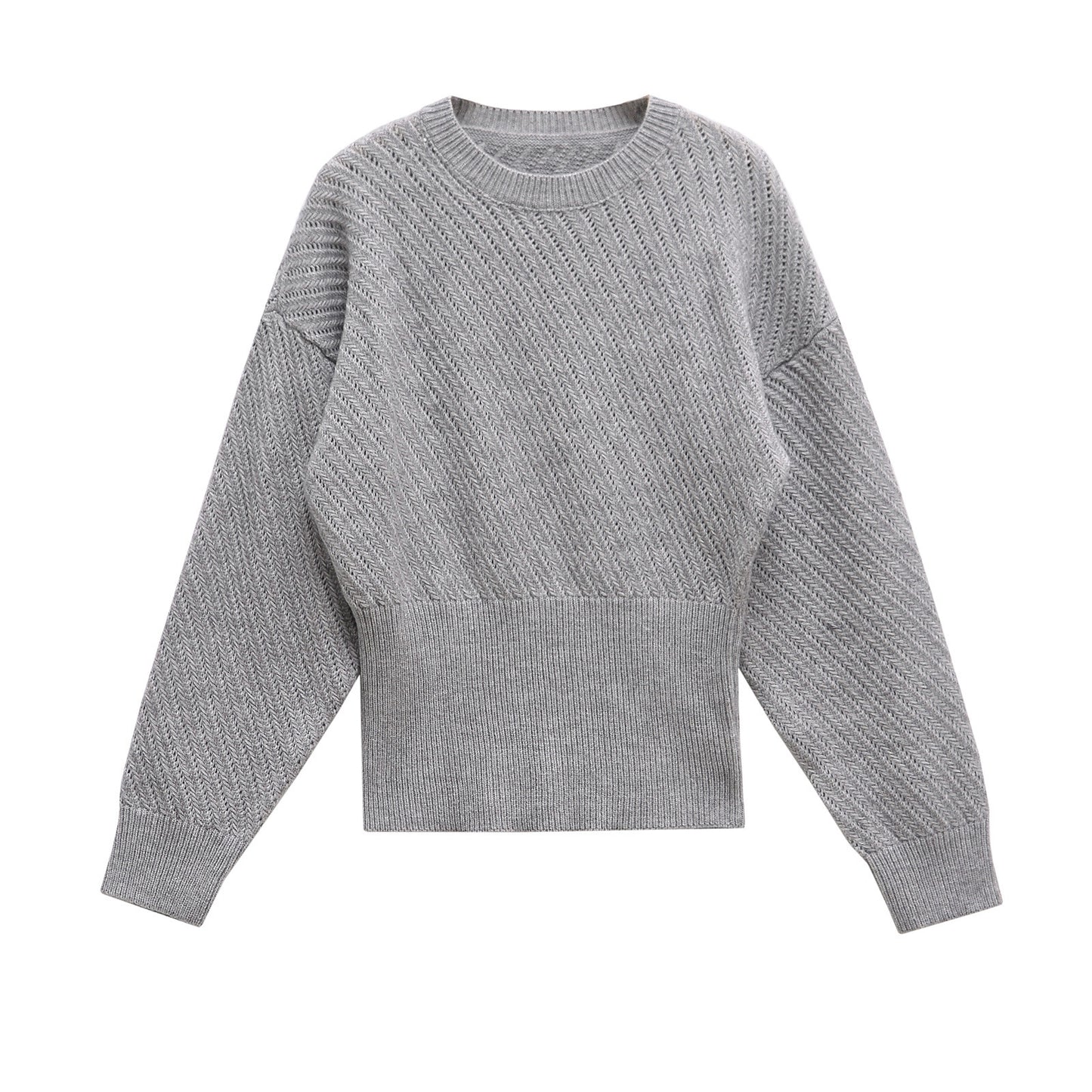 Sage | Casual Knitted Sweater Grey Textured Long Sleeve