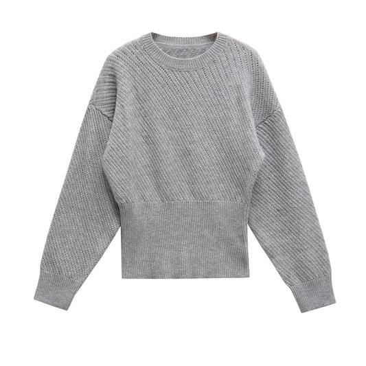 Sage | Casual Knitted Sweater Grey Textured Long Sleeve
