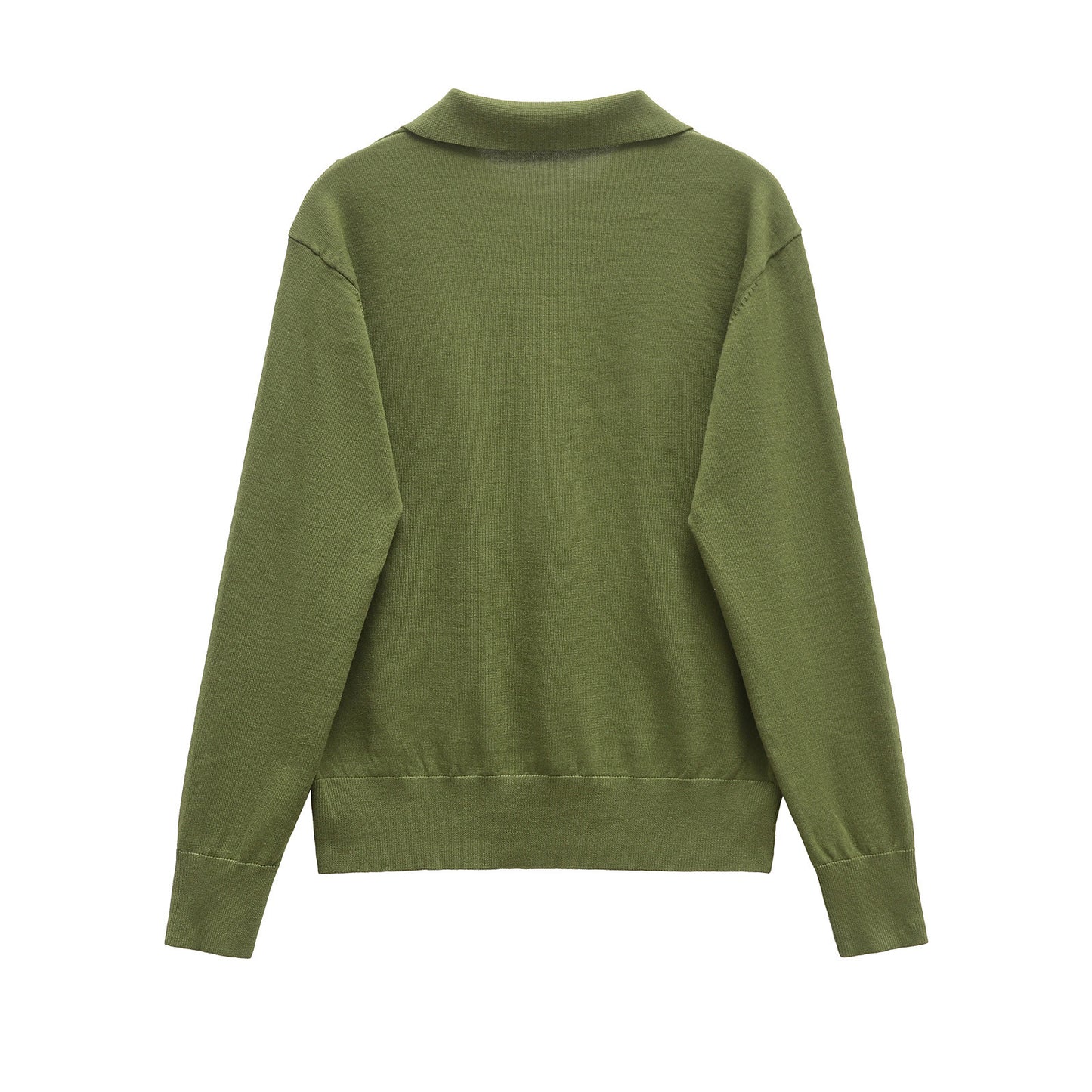 Margot | Olive Green Effortless Collared Knit Polo Jumper