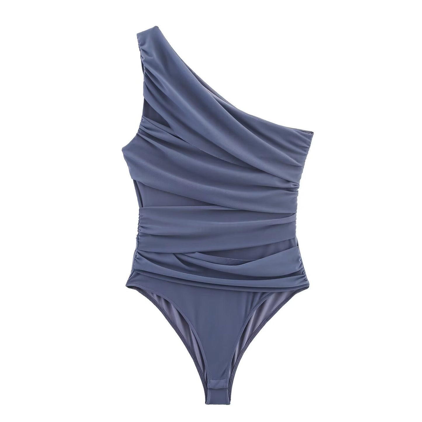 Vera | One Shoulder Ruched Jumpsuit Brown High Waisted