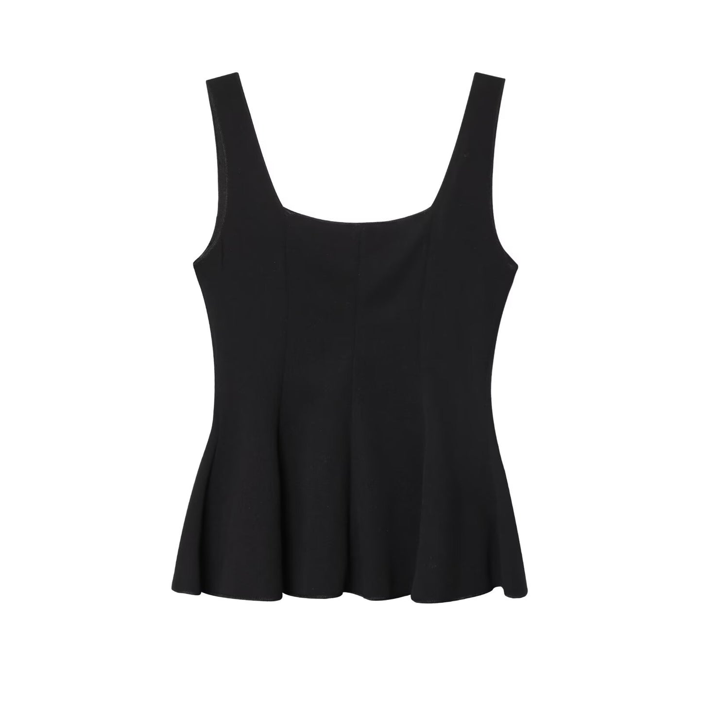 Cleo | Elegant Peplum Top White Sleeveless Square Neck Button Front