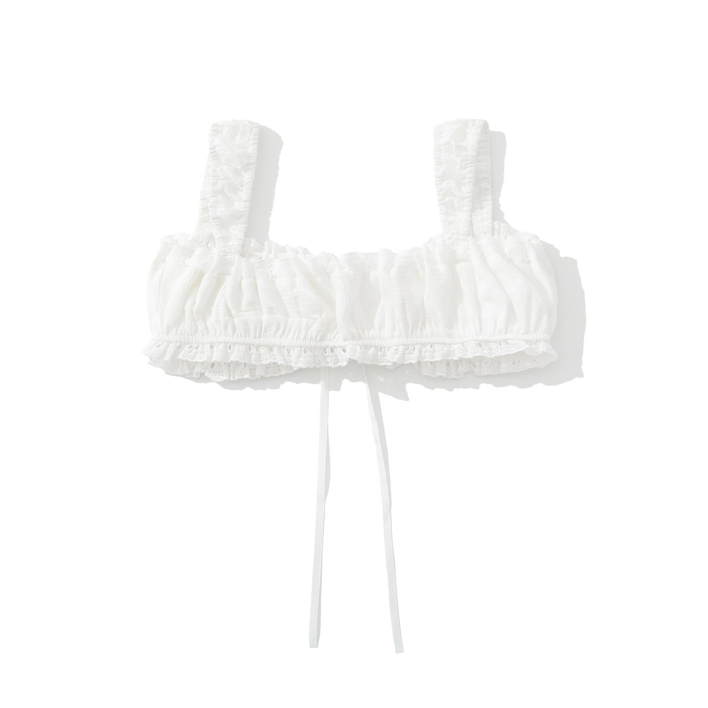 Nell | Summer Crop Top White Ruched Tie Front Sleeveless Bralette Top