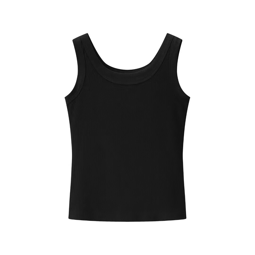 Uma | White Vest Top Tank Ribbed Square Neck Fitted Sleeveless