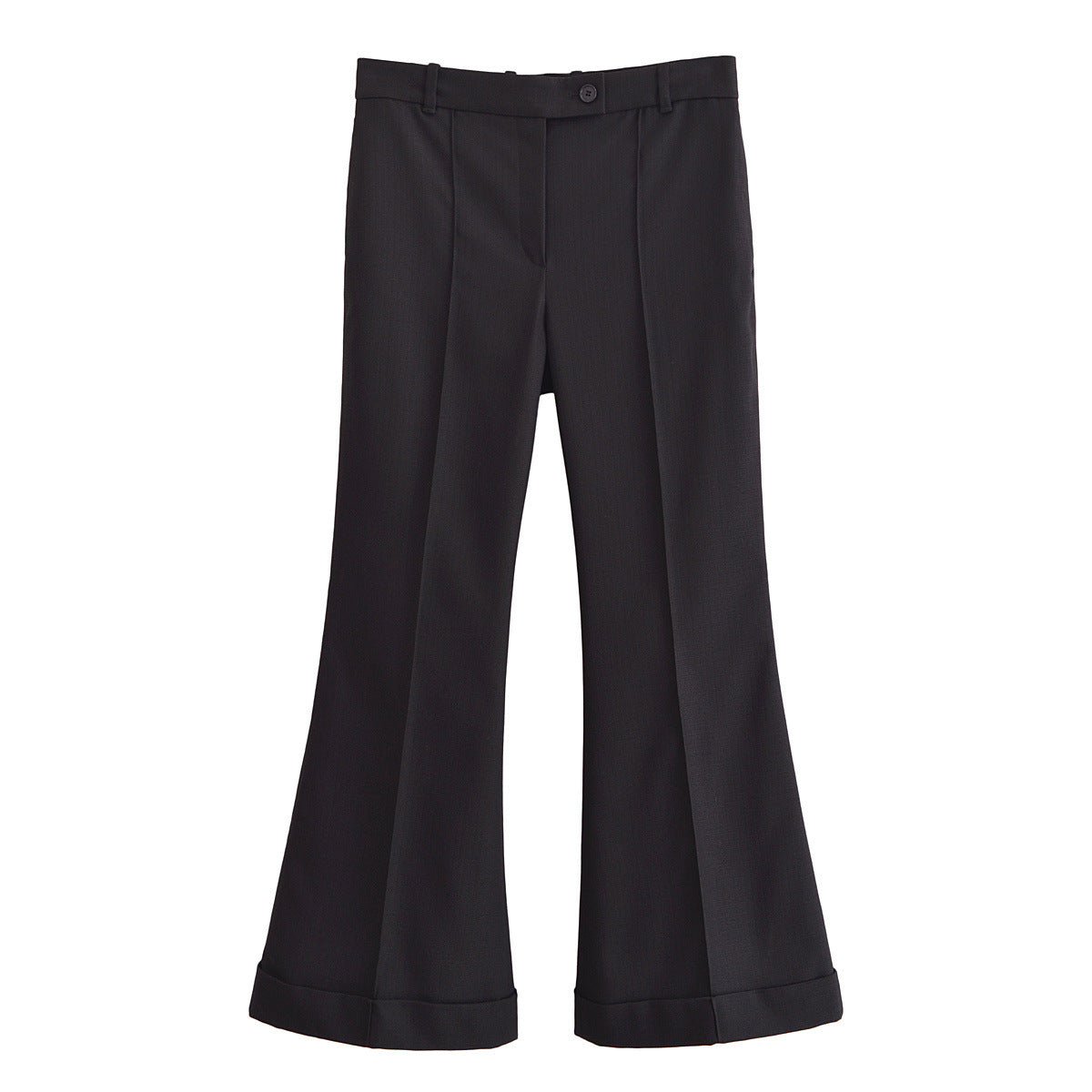 Liv | Elegant Tailored Flared Trousers Black Wide Leg