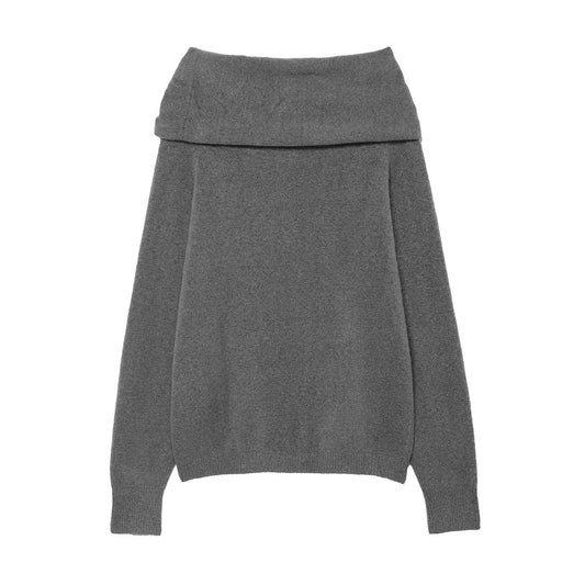 Vera | Off Shoulder Long Sleeve Top Gray Twist Detail