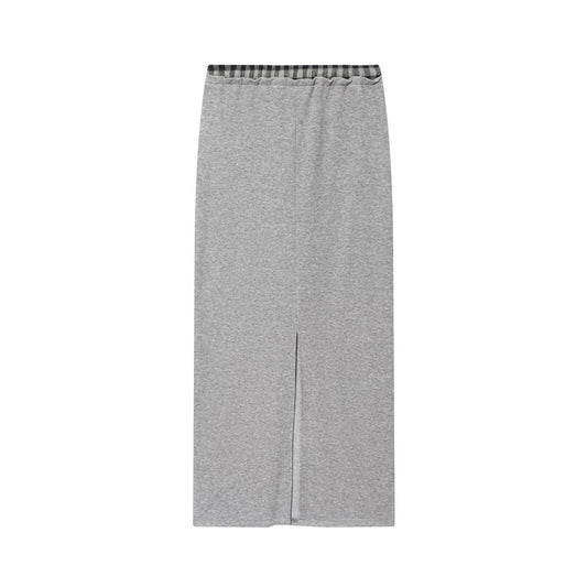 Luisa | Casual Maxi Skirt Grey Drawstring Waist Cotton