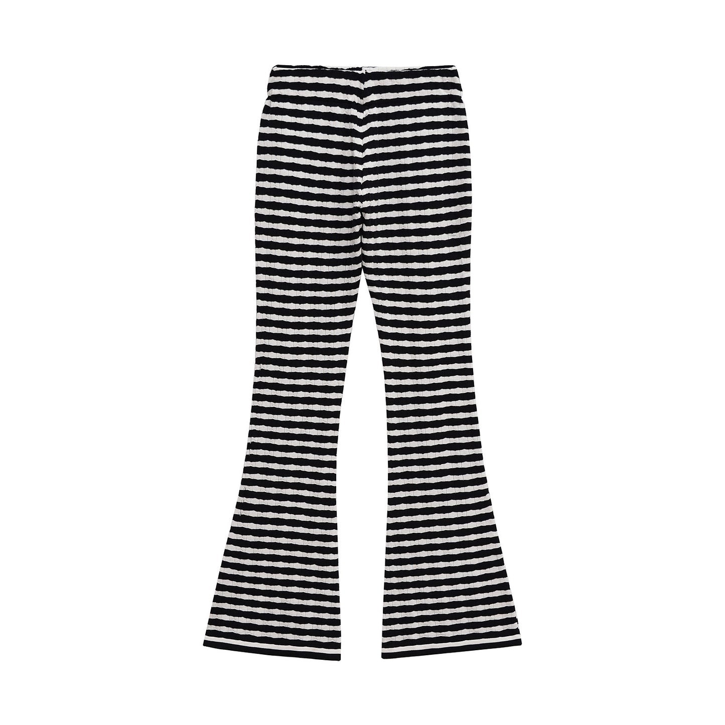 Margot | Striped Wide Leg Pants Black White Flared