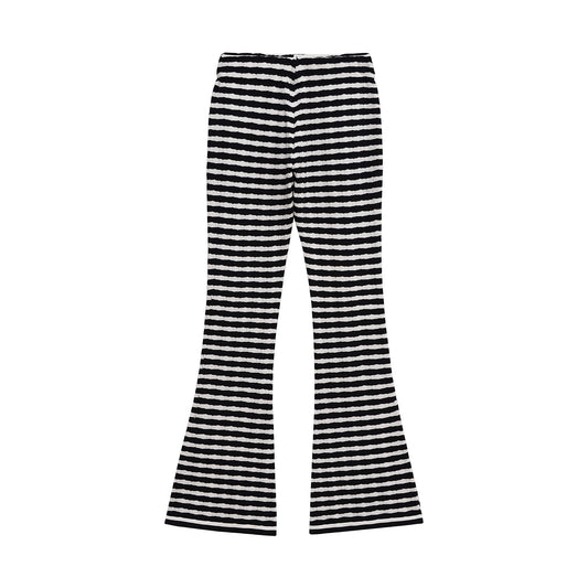 Viola | Striped Flared Trousers Black White Casual