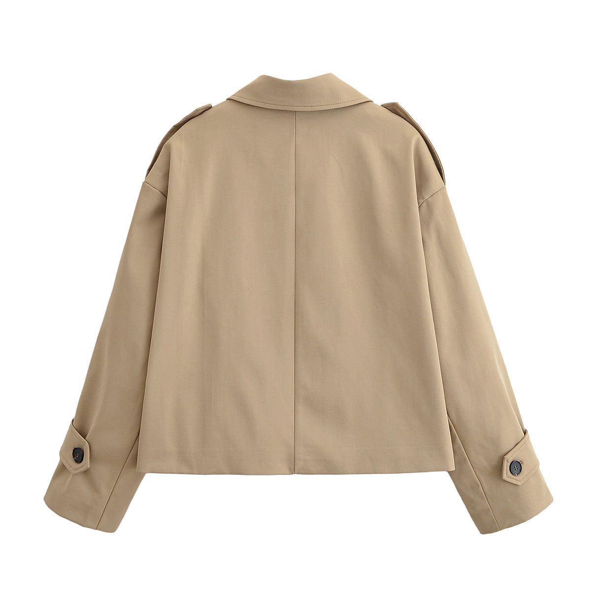 Sage | Casual Cropped Blazer Beige Double Breasted