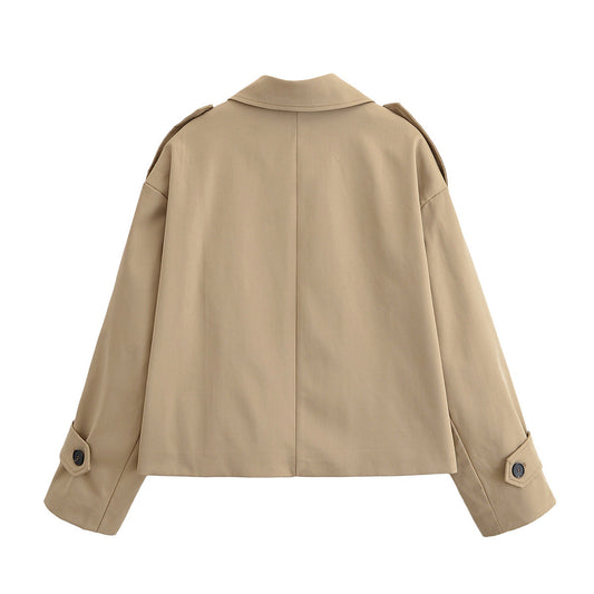 Margot | Cropped Trench Coat Beige Double Breasted