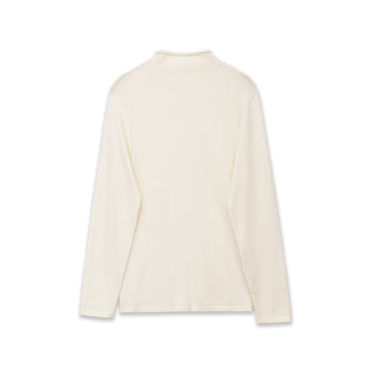 Tallulah | Long Sleeve Top Cream High Neck Fitted Ruched