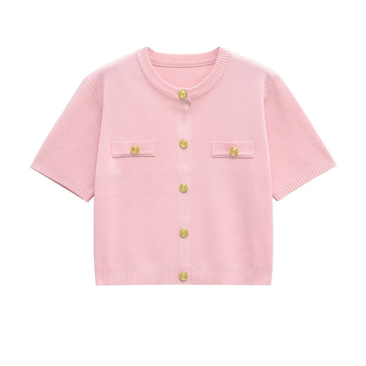 Eloise | Pink Gold Button Co-ord Set