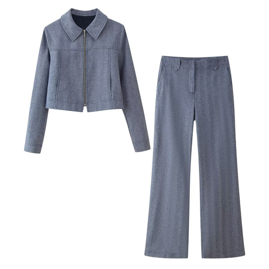 Harper | Slate Blue Zip Jacket Co-ord Set