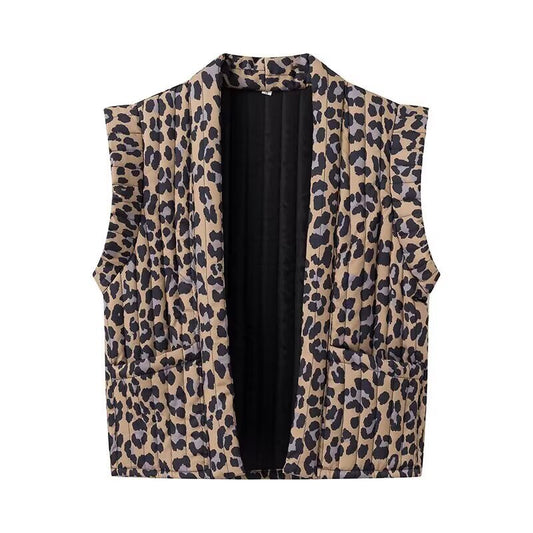 Margot | Leopard Print Oversized Cardigan Beige Brown Sleeveless