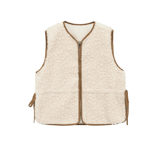 Faye | Sleeveless Sherpa Cardigan Cream Zip Up
