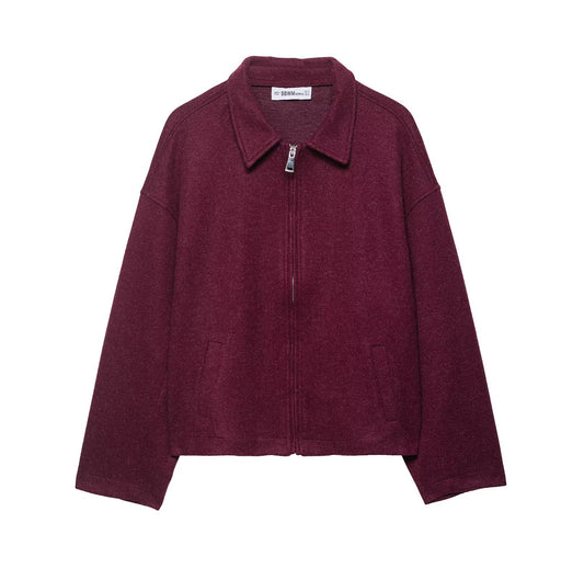 Isla | Casual Grey Fleece Jacket Zip Up Collared Oversized