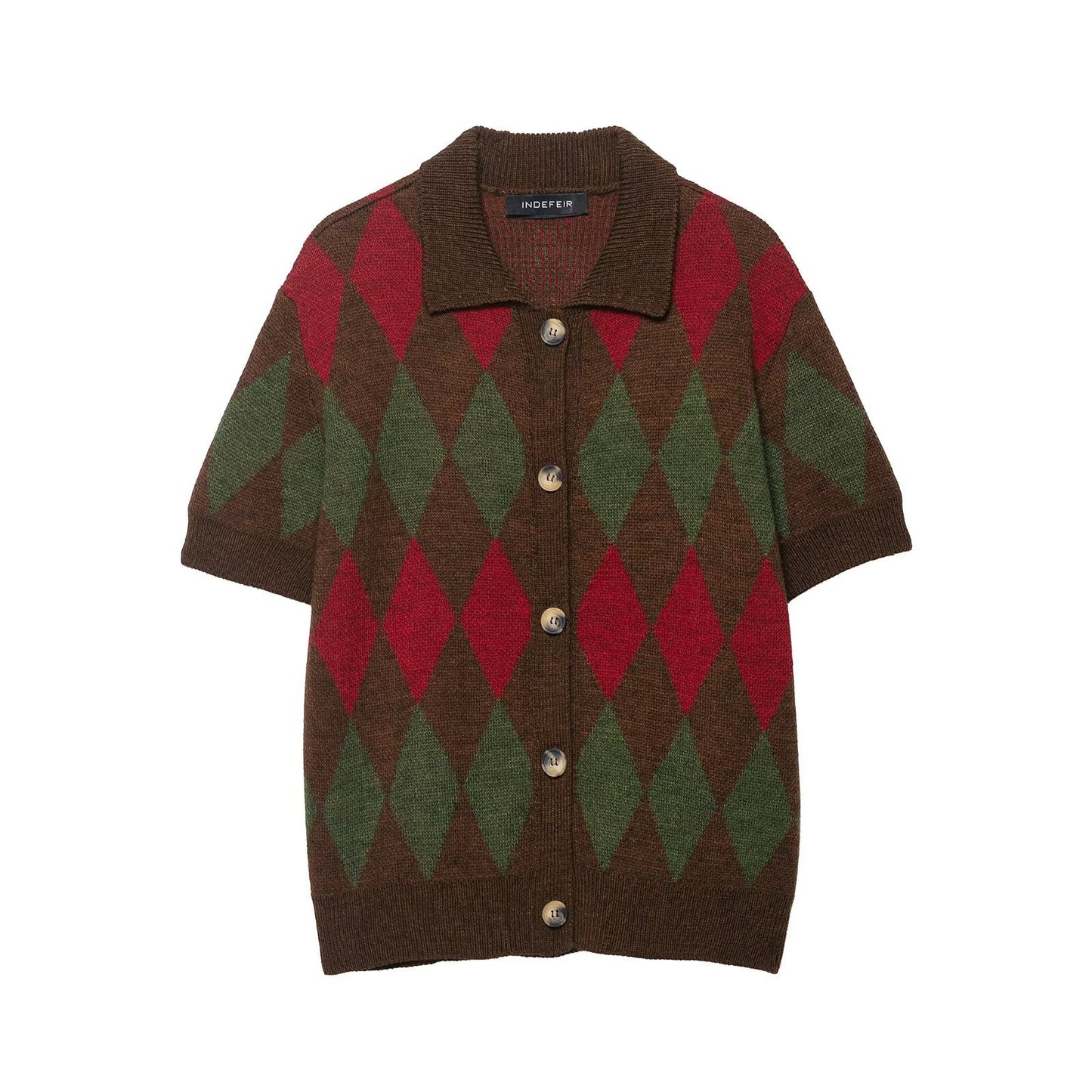 Eleanor | Brown Heritage Argyle Knit Cardigan